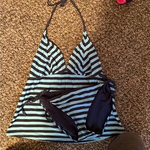 Mossimo Supply Co Black and Blue Bikini with Chevron Stripes